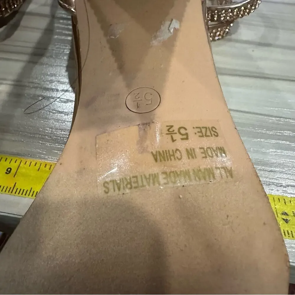 Wild Diva rose gold metallic and crystal block heels double wrap‎ ankle size 5.5 - Picture 9 of 10